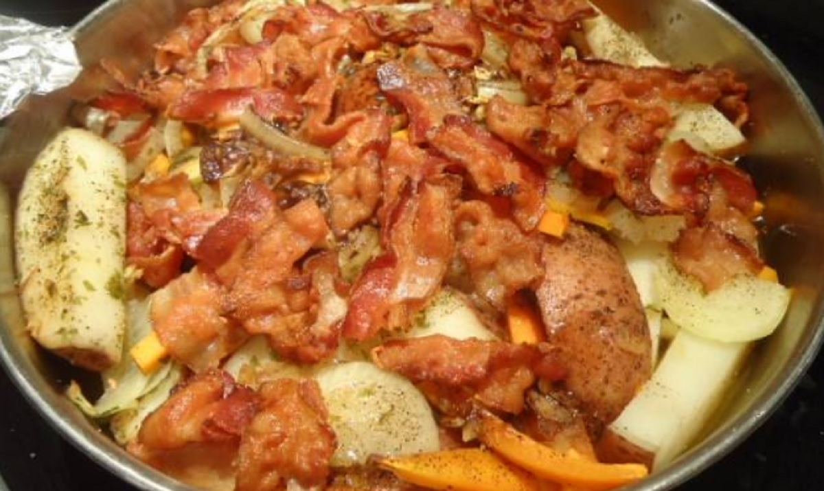 Recette: Pommes de terre et lgumes au bacon.