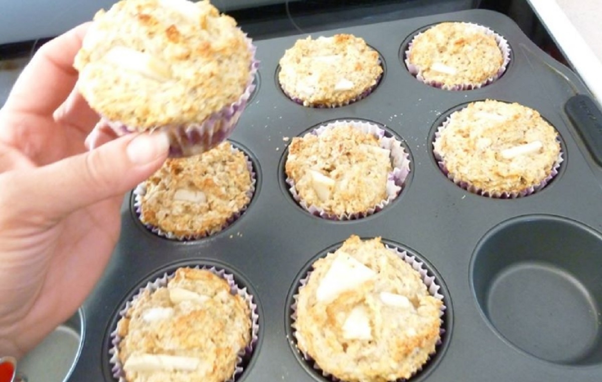 Recette: Muffins aux pommes et gruau.
