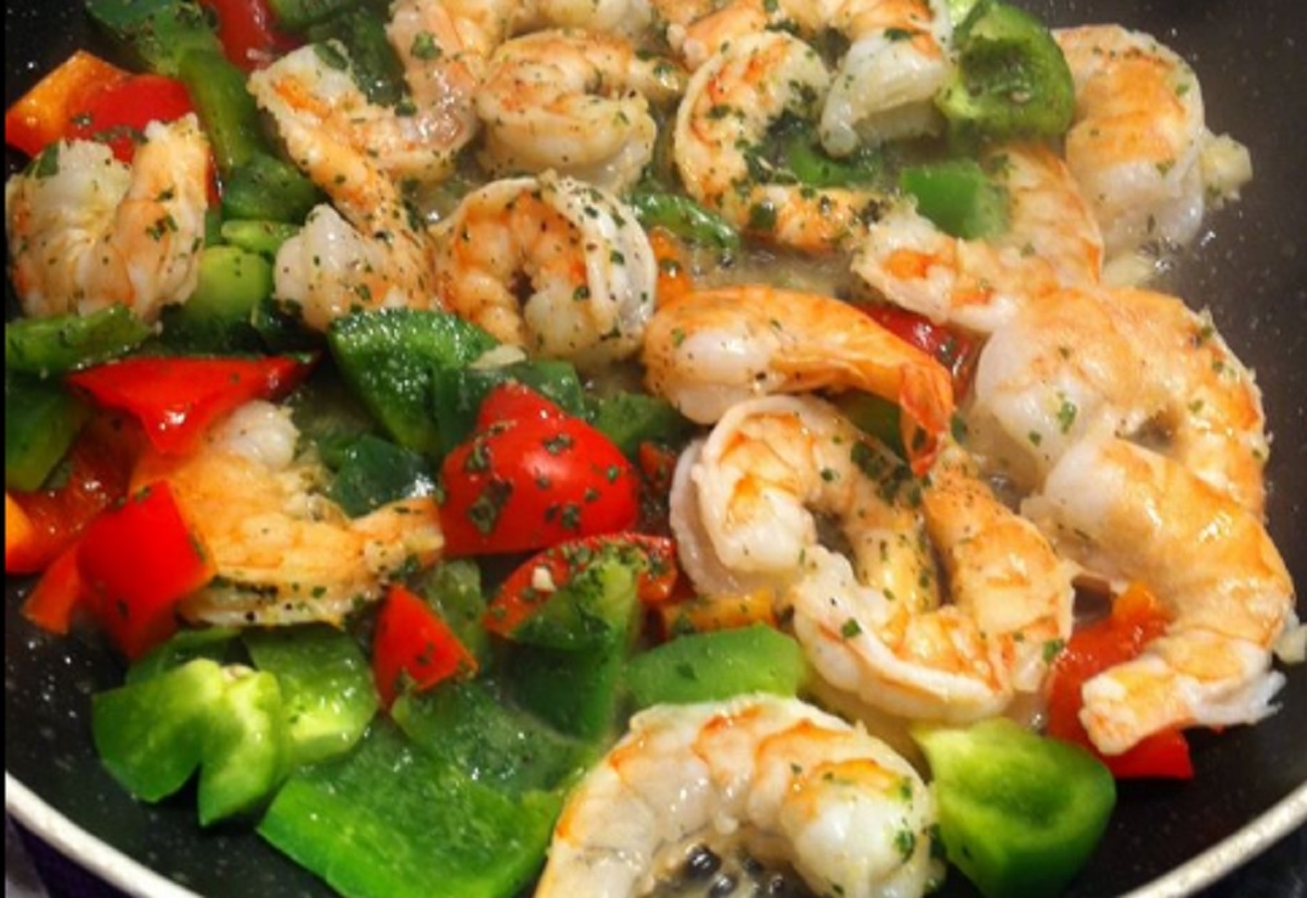 Recette: Crevettes aux poivrons.