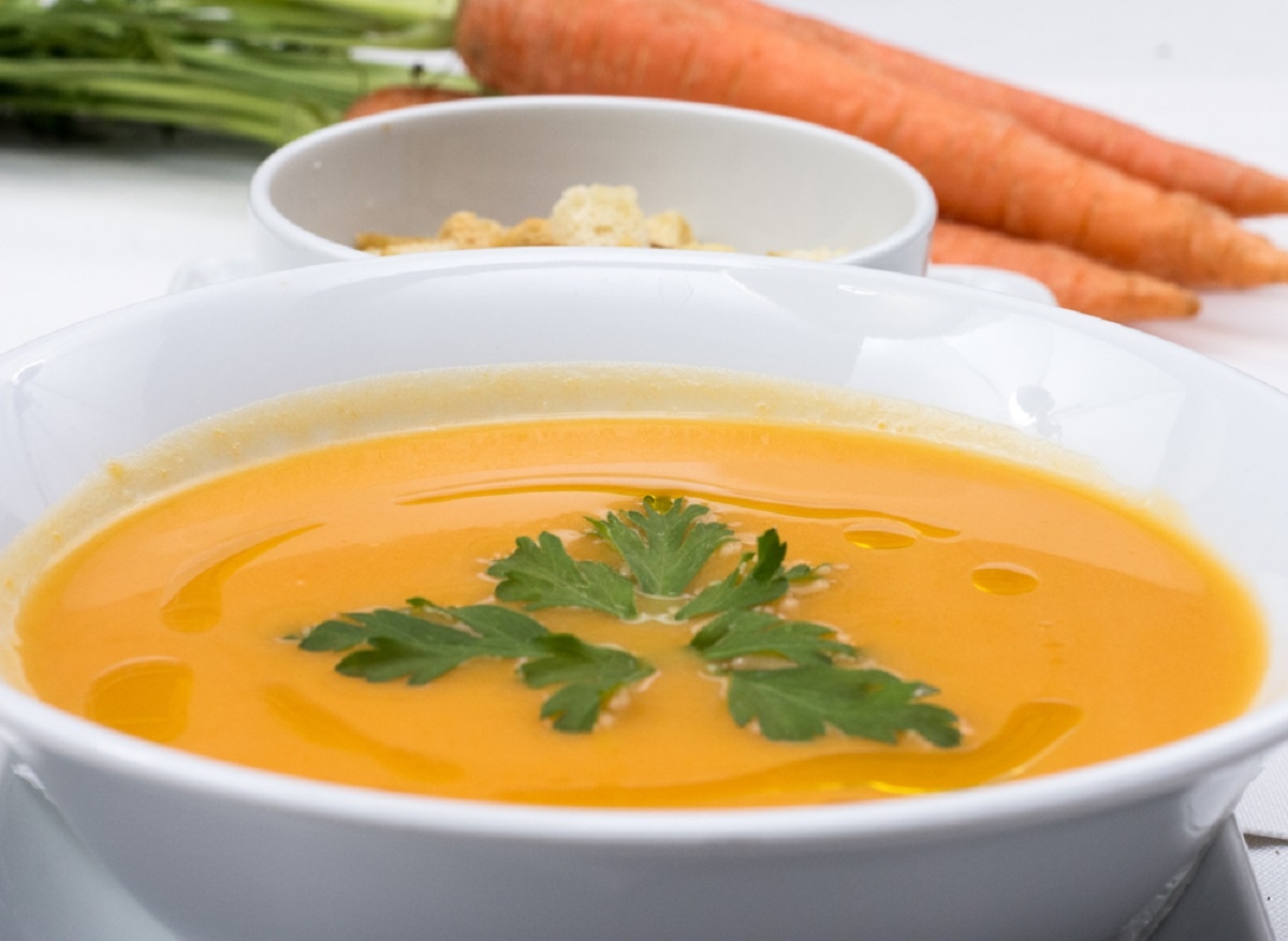 Un potage aux poireaux et aux carottes, dlicieux et rconfortant. 