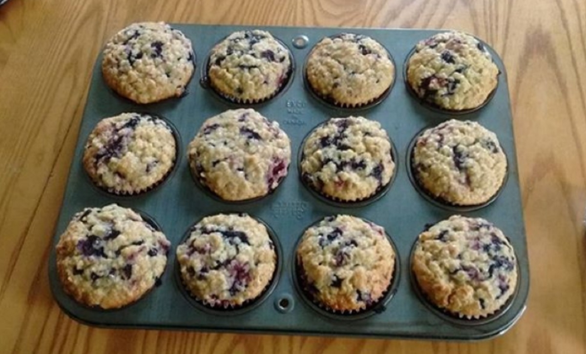 Recette: Muffins aux framboises, bleuets et avoine.