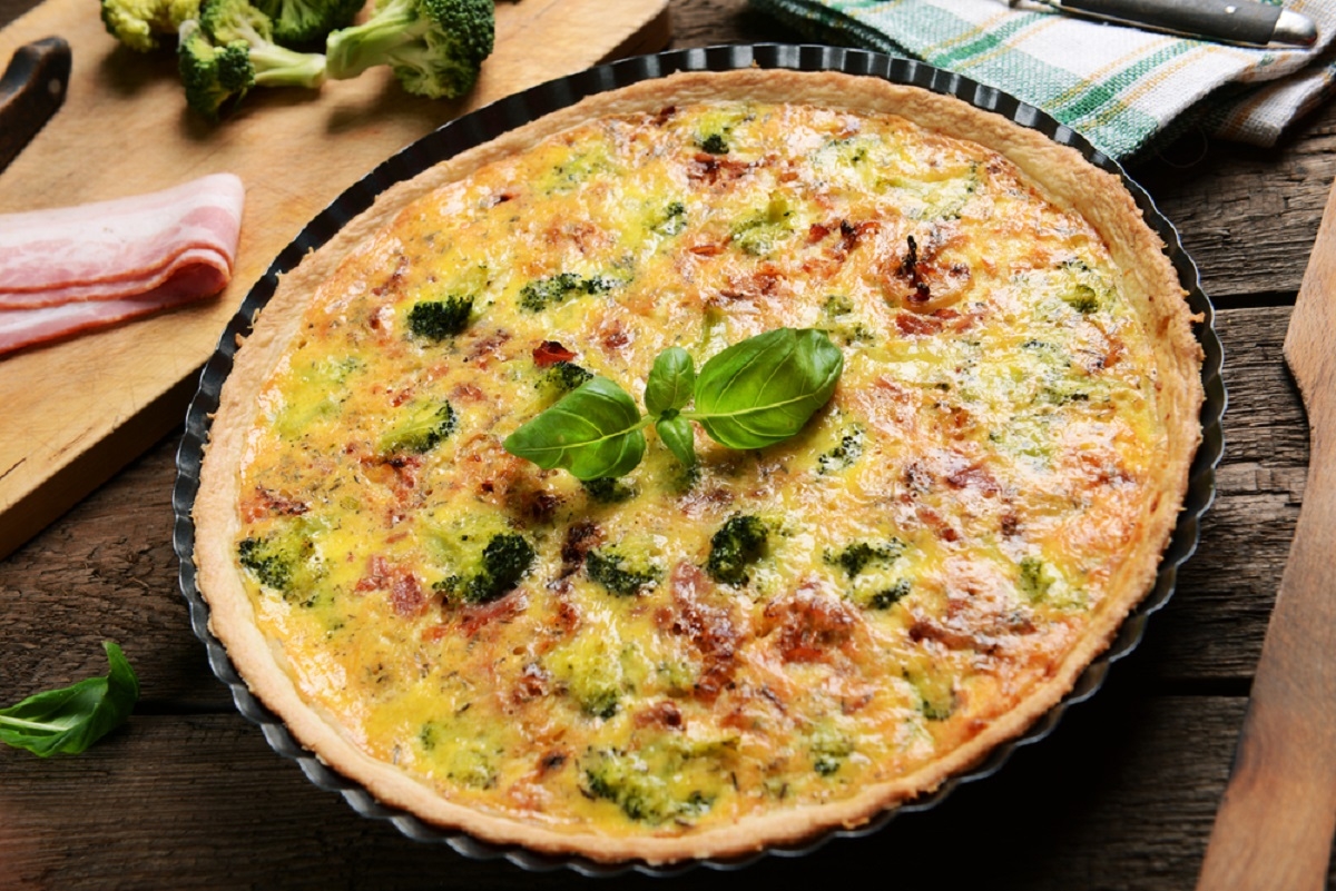 Une d�licieuse quiche brocoli, fromage et bacon. 