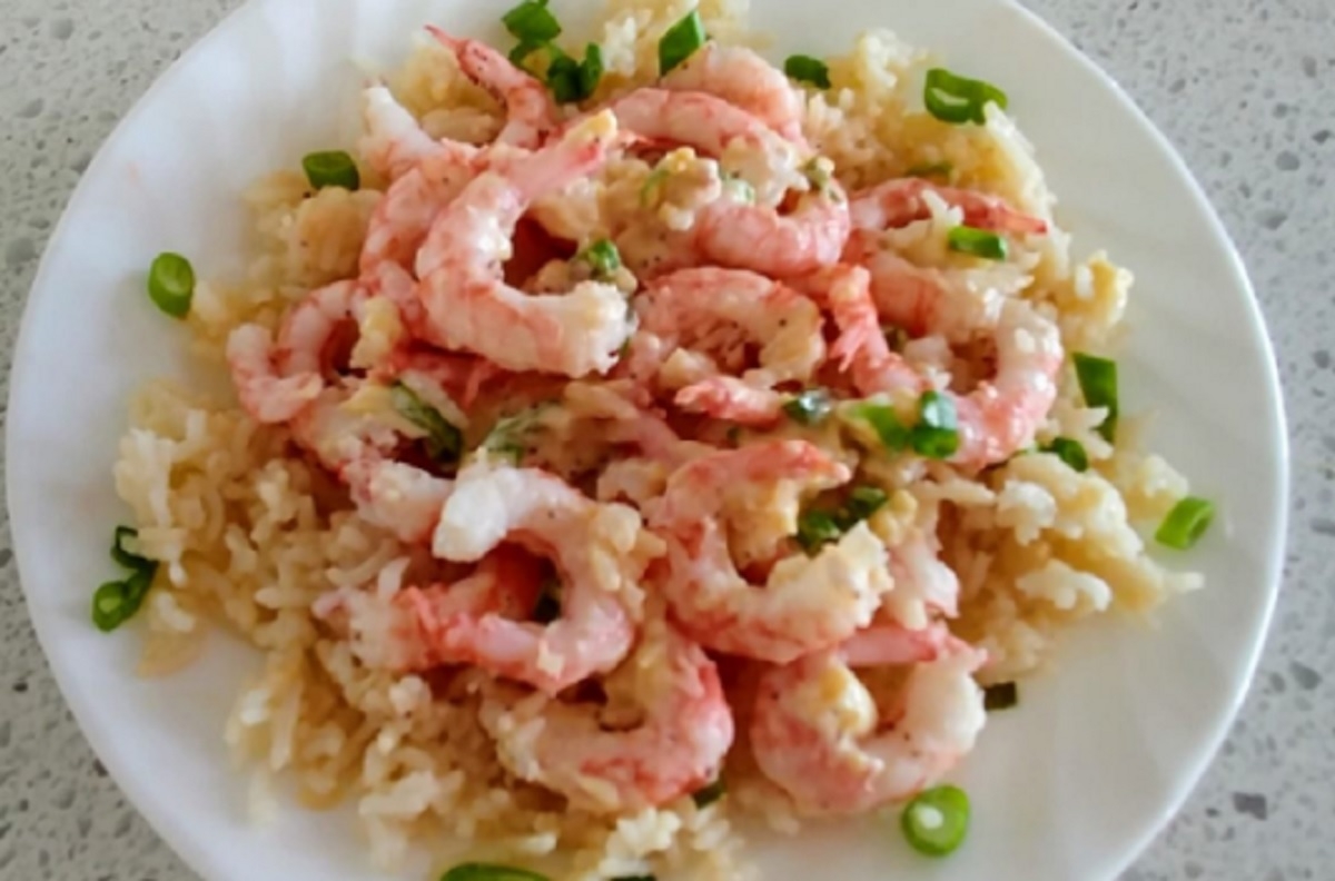 Recette: Riz aux crevettes et  l'ail.