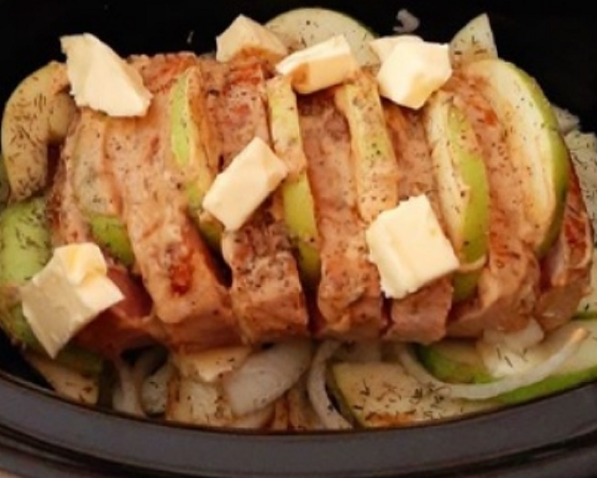 Recette: R�ti de porc aux pommes � la mijoteuse.