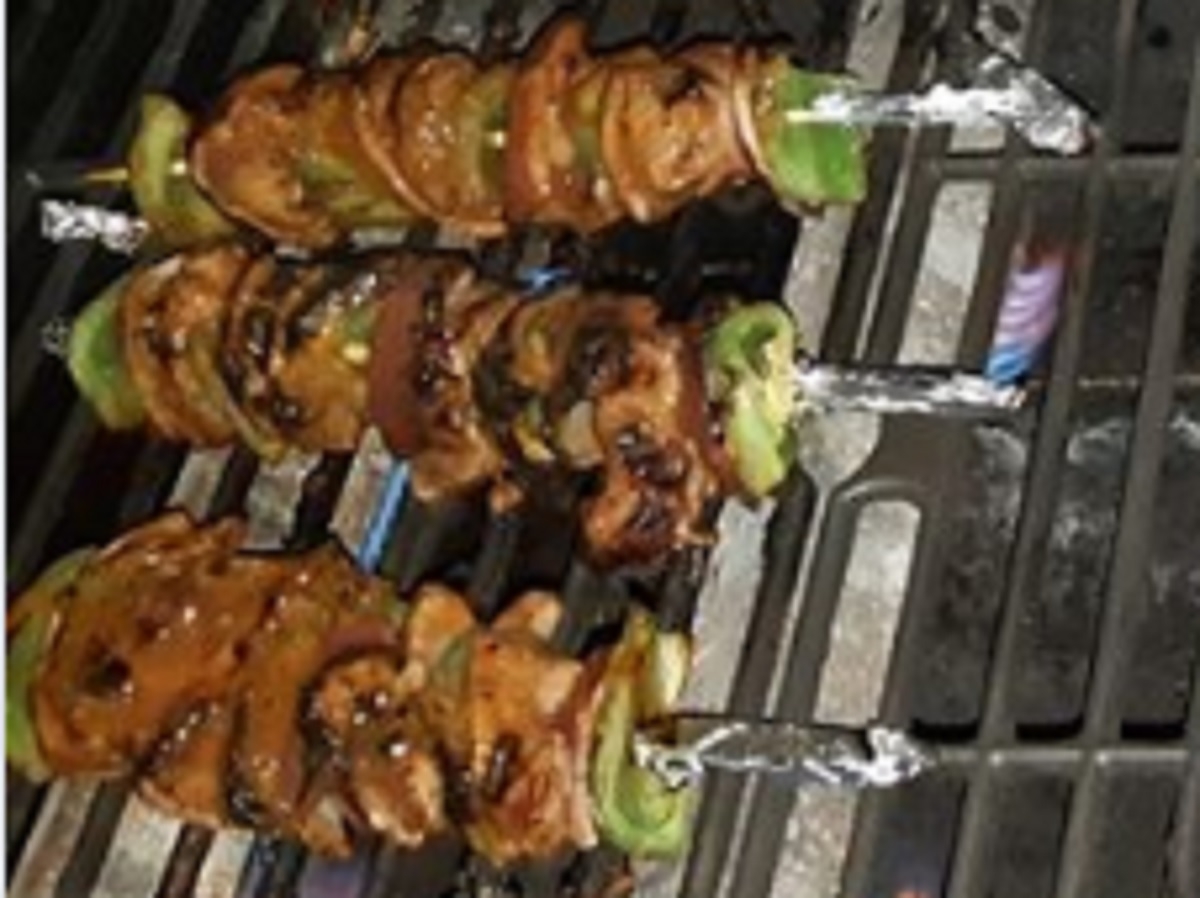 Recette: Brochette de poulet, sucr�e, sal�e.