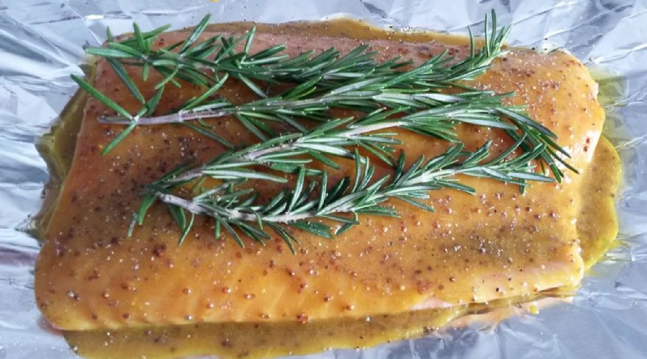 Recette: Saumon � la mayo et aux deux moutardes.