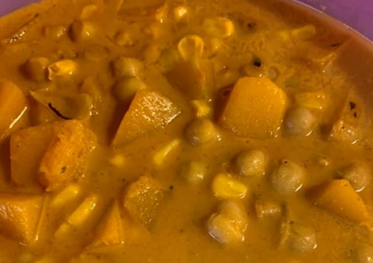 Recette: Curry de pois chiche et courge butternut.