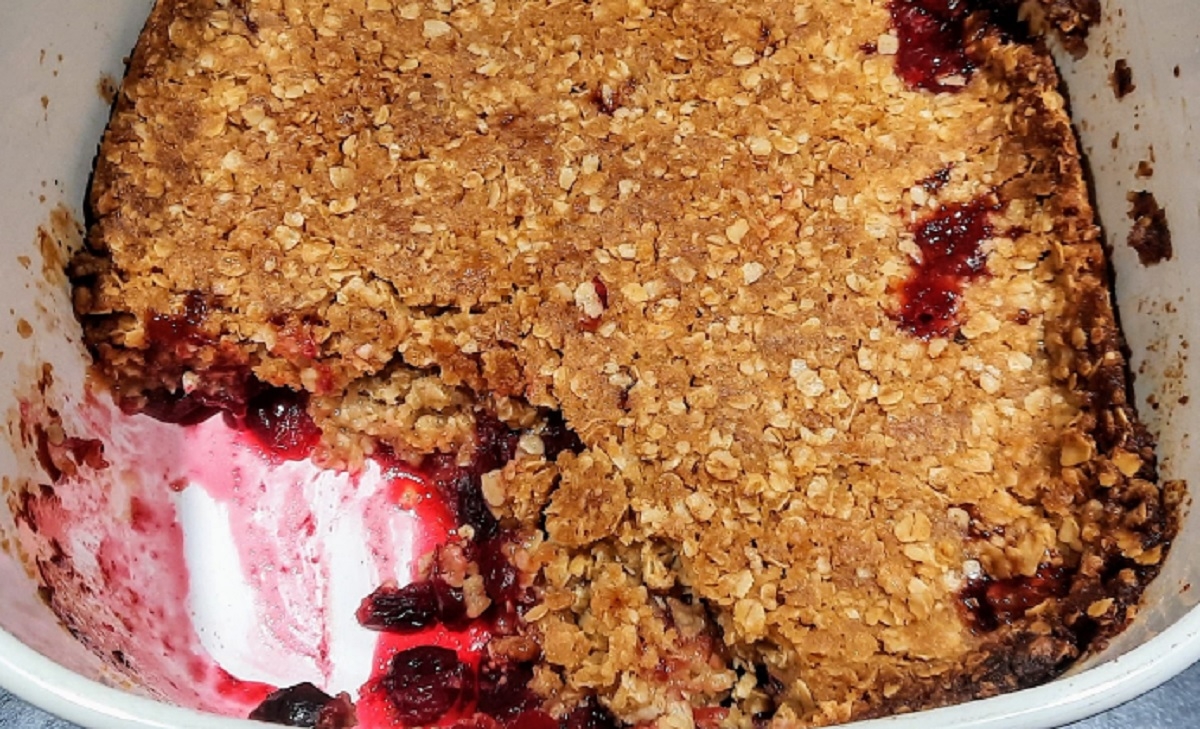 Recette: Croustade aux canneberges et aux pommes.