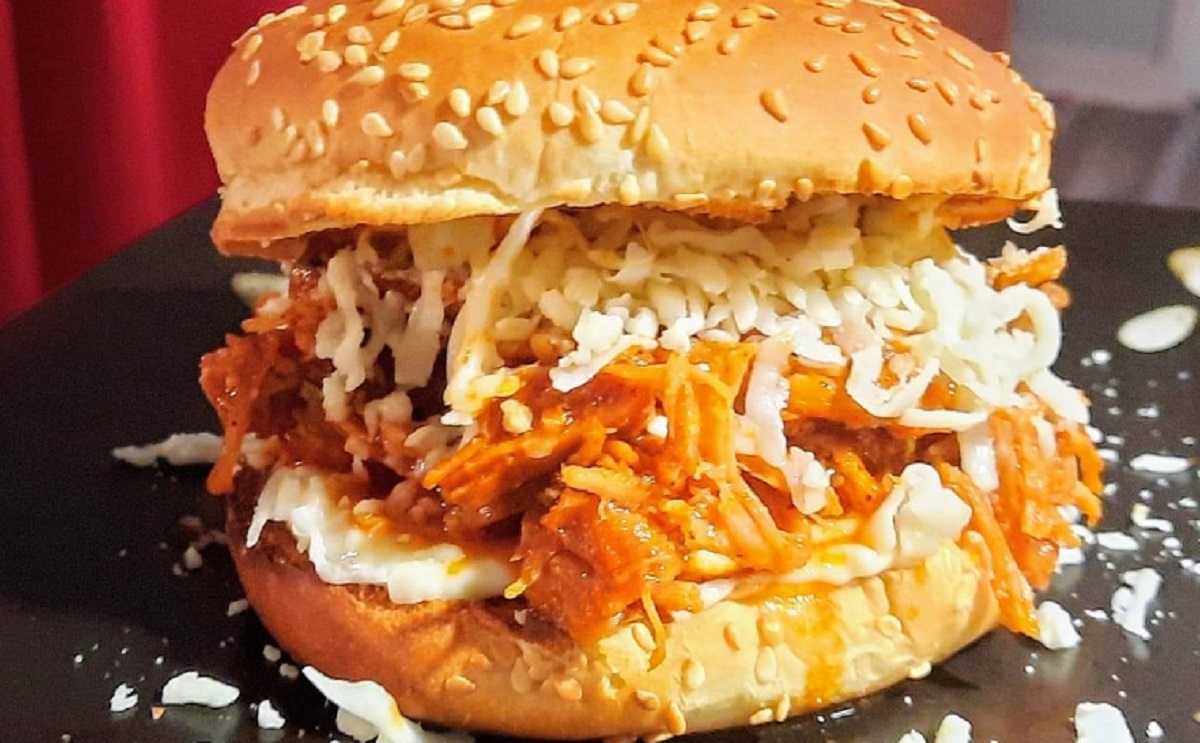 Recette: Hamburger de porc effiloch.