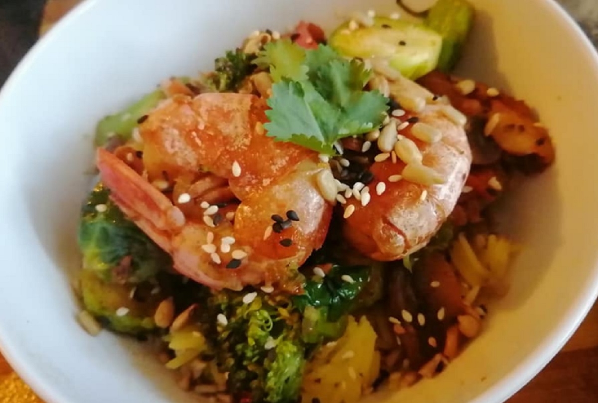 Recette: Salade de lgumes et crevettes marines.