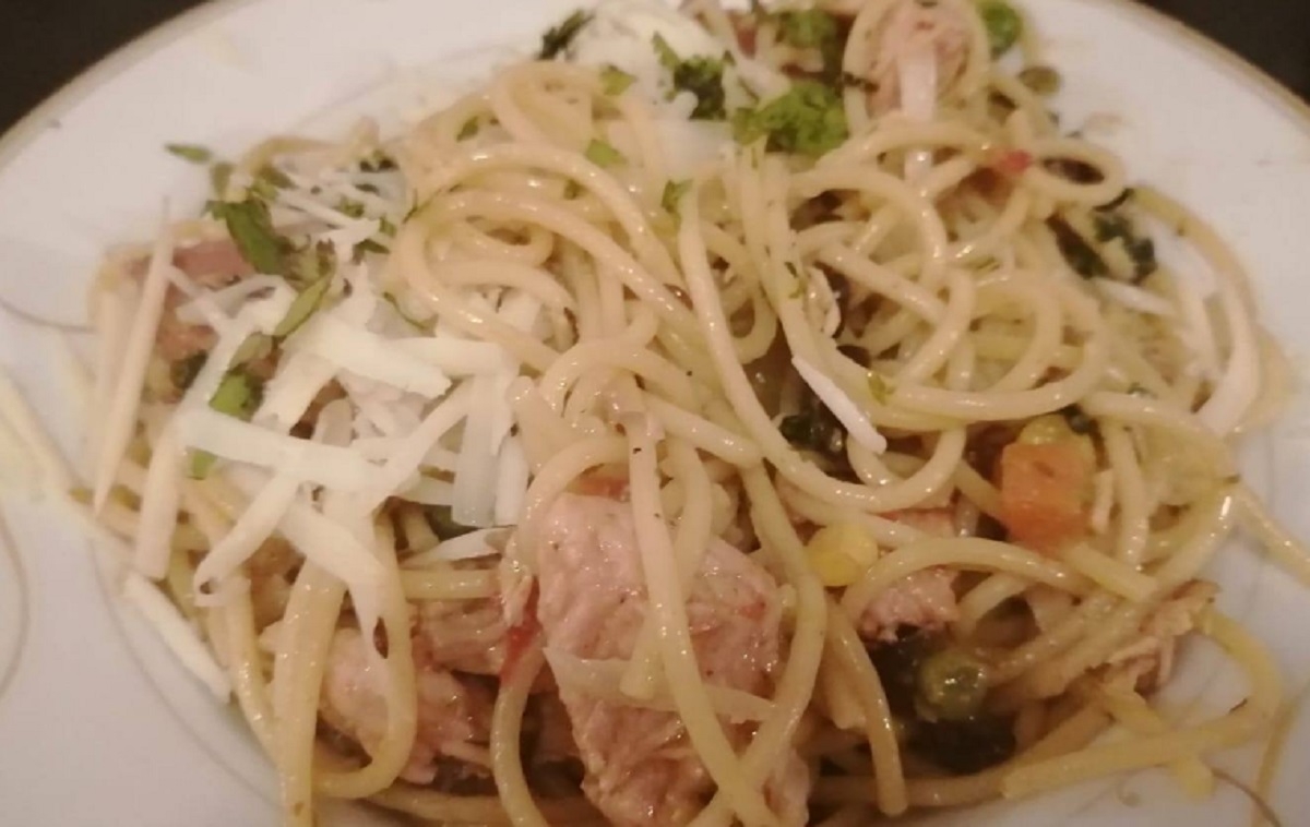 Recette: Spaghetti au poulet et parmesan.