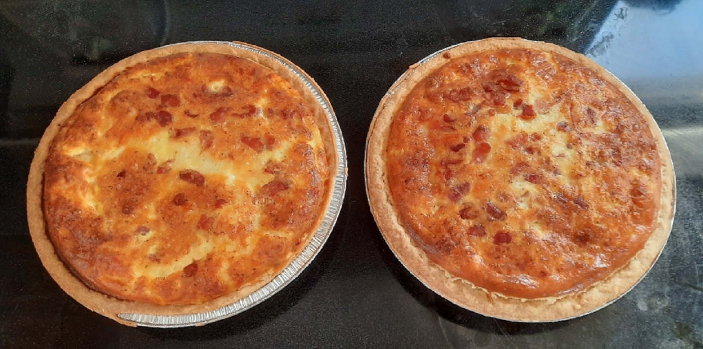 Recette: Quiche au fromage et bacon.