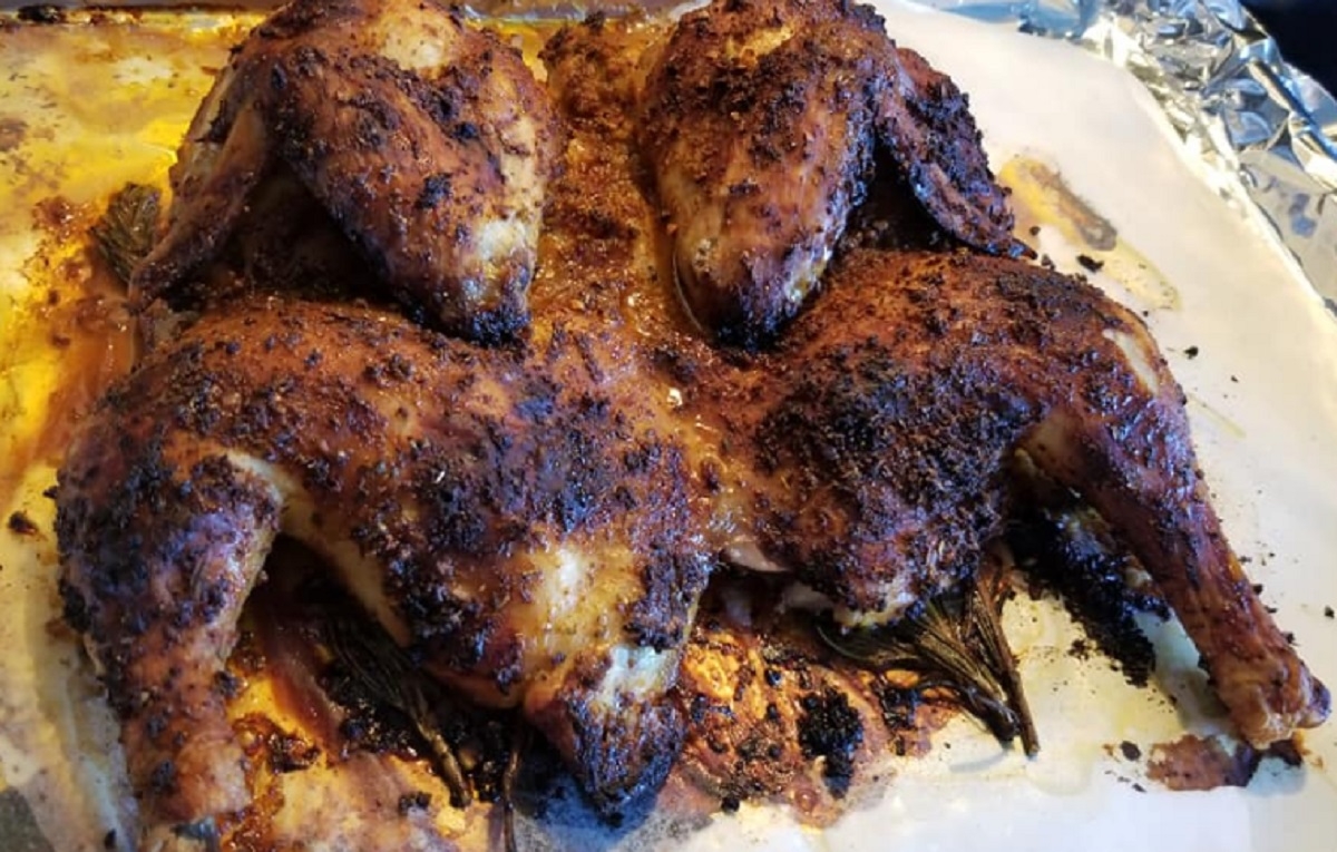 Recette: Poulet en crapaudine  la portugaise.