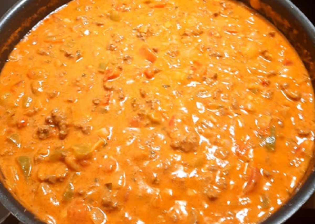 Recette: Sauce ros�e au boeuf hach� et aux l�gumes.