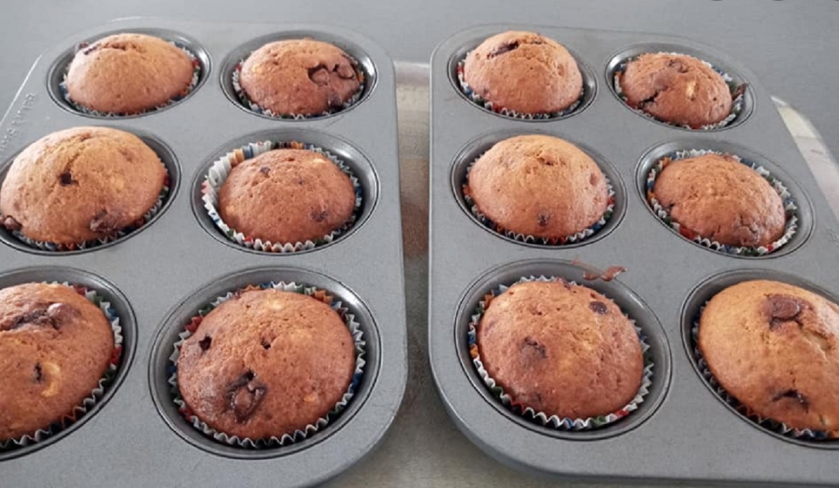 Recette: Muffins aux bananes, chocolat et cr�me sure.