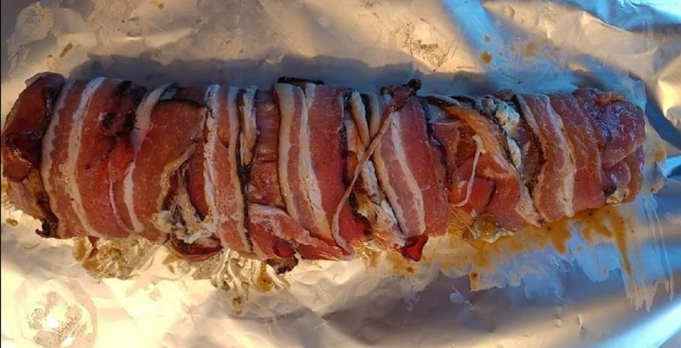 Recette: Filet de porc farci au fromage  la crme et ses lgumes.