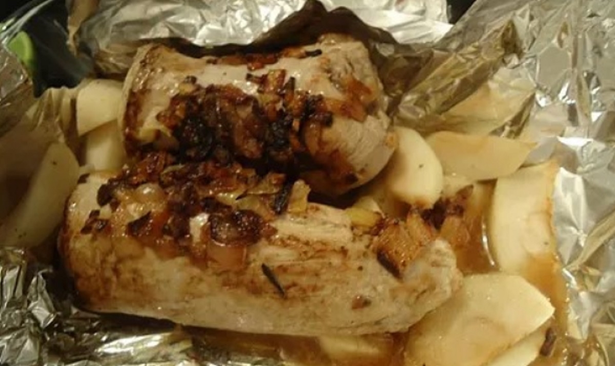 Recette: Filet de porc aux pommes.