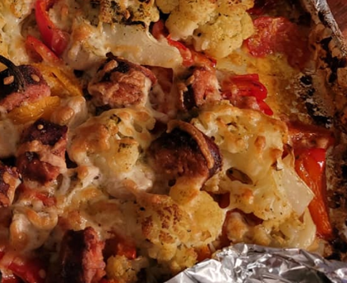Recette: Plaque de saucisses et l�gumes.