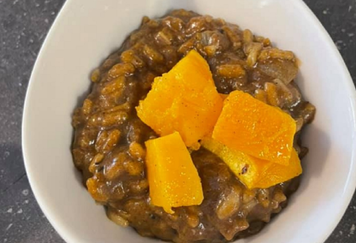 Recette: Risotto � la courge et � l'ail noir.