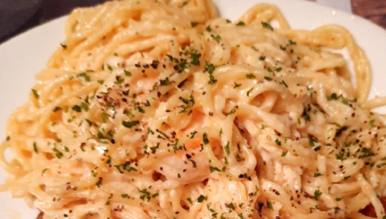 Recette: P�tes aux crevettes � la cr�me.