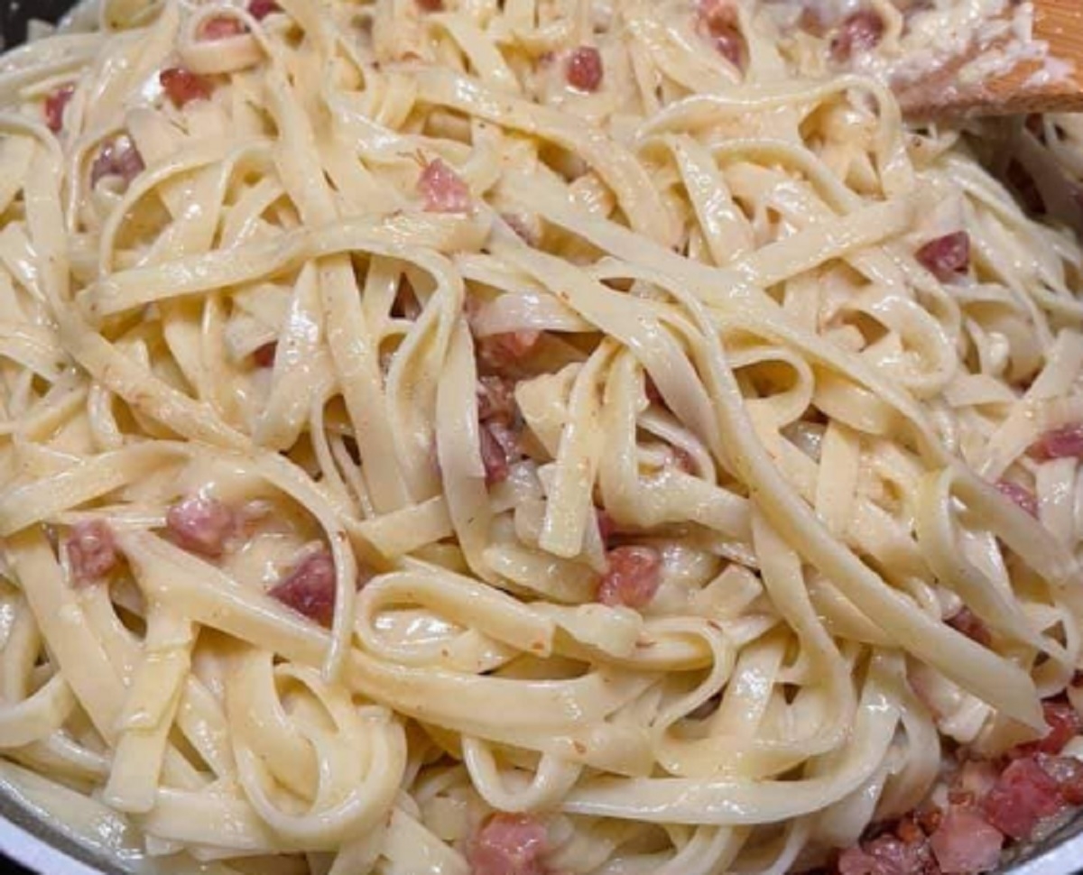 Recette: P�tes cr�meuse � la pancetta.