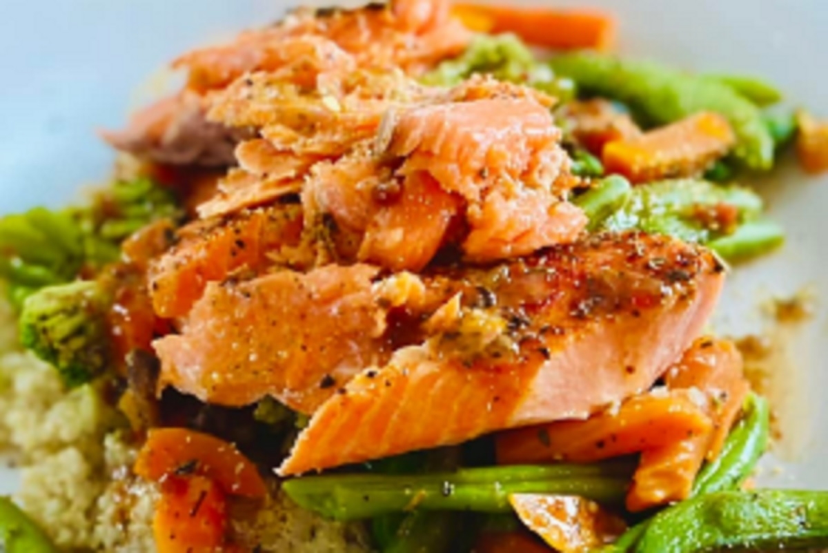 Recette: Pav� de saumon cuit � la vapeur.