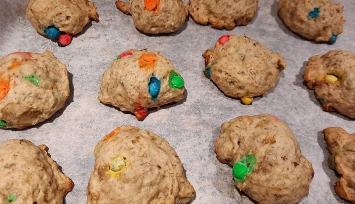 Recette: Galettes aux bananes et mini m&m.