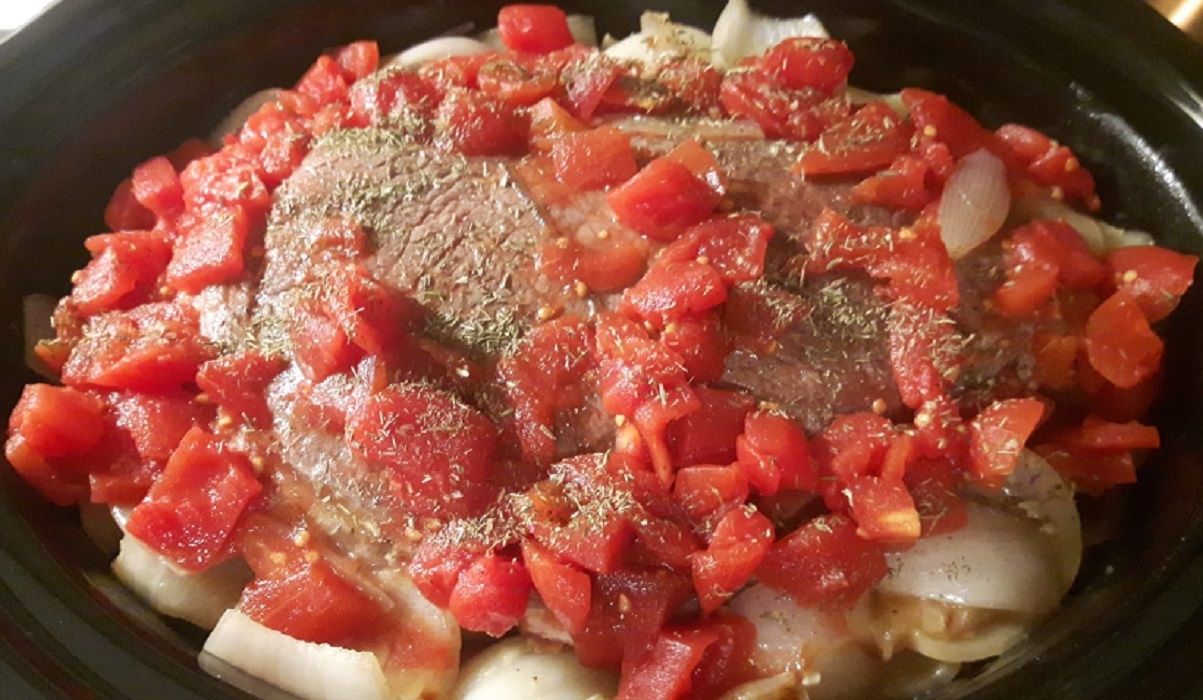 Recette: R�ti de palette aux tomates � la mijoteuse.