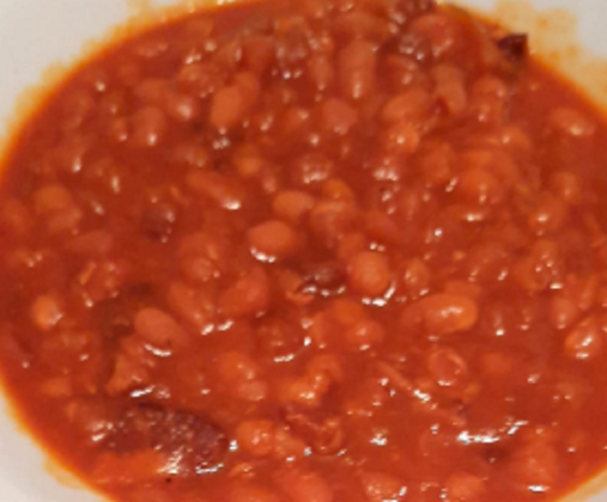 Recette: Fve au lard et crme de tomate.