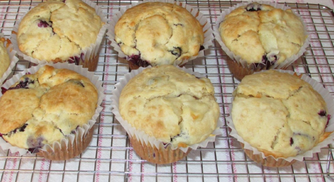 Recette: Muffins aux bleuets et � la cr�me sure.