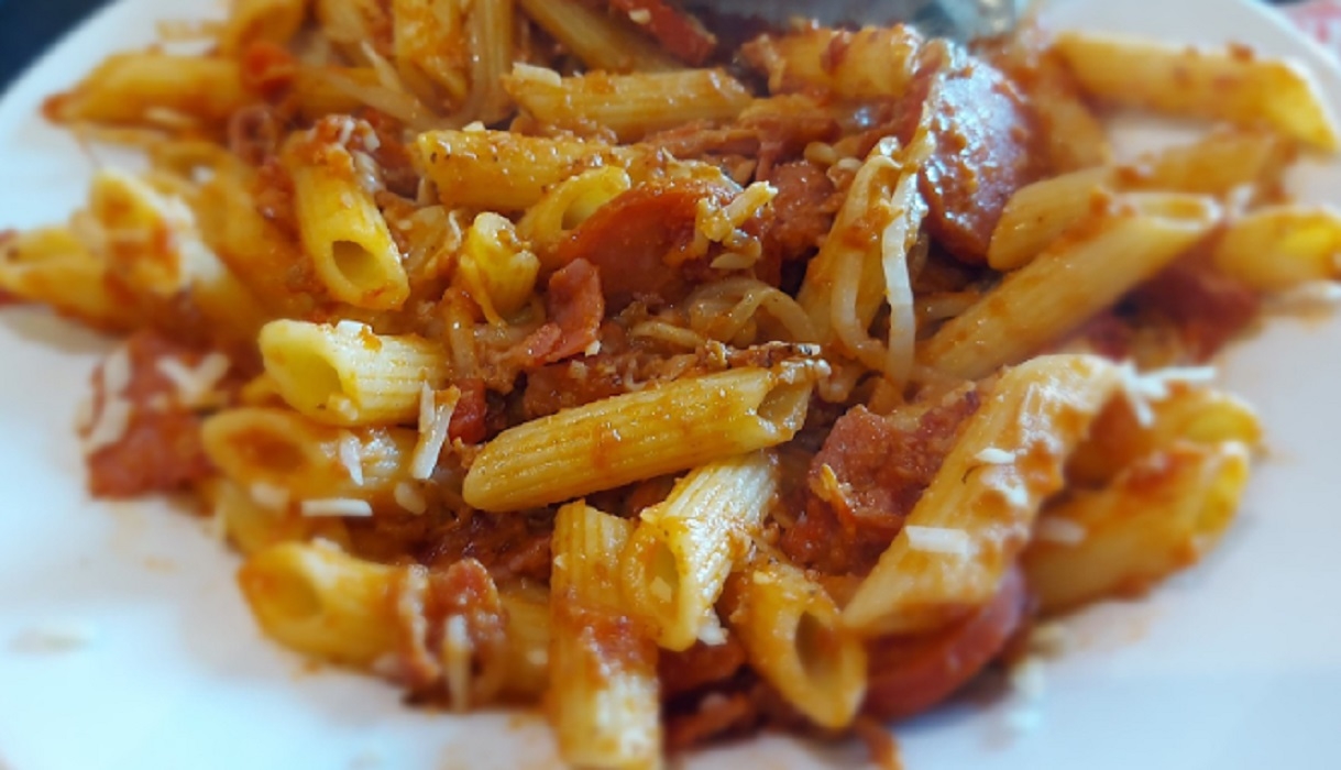 Recette: Pennes au porc et bacon.