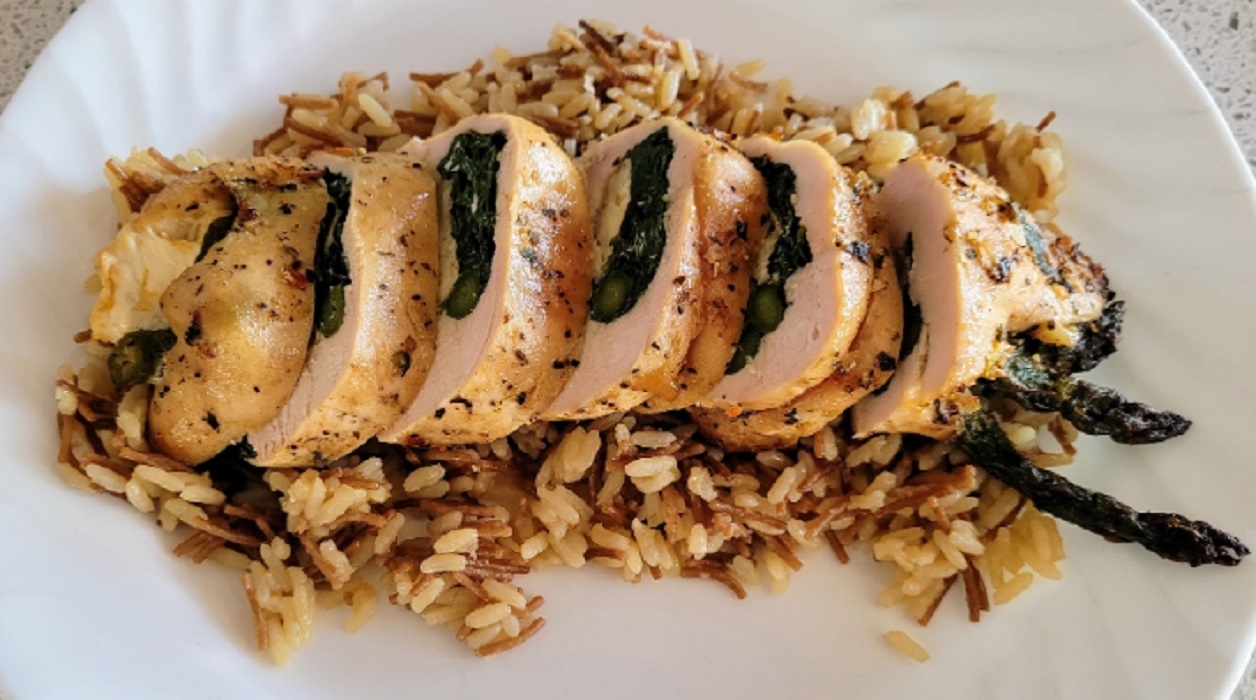 Recette: Filet de porc farci aux asperges.