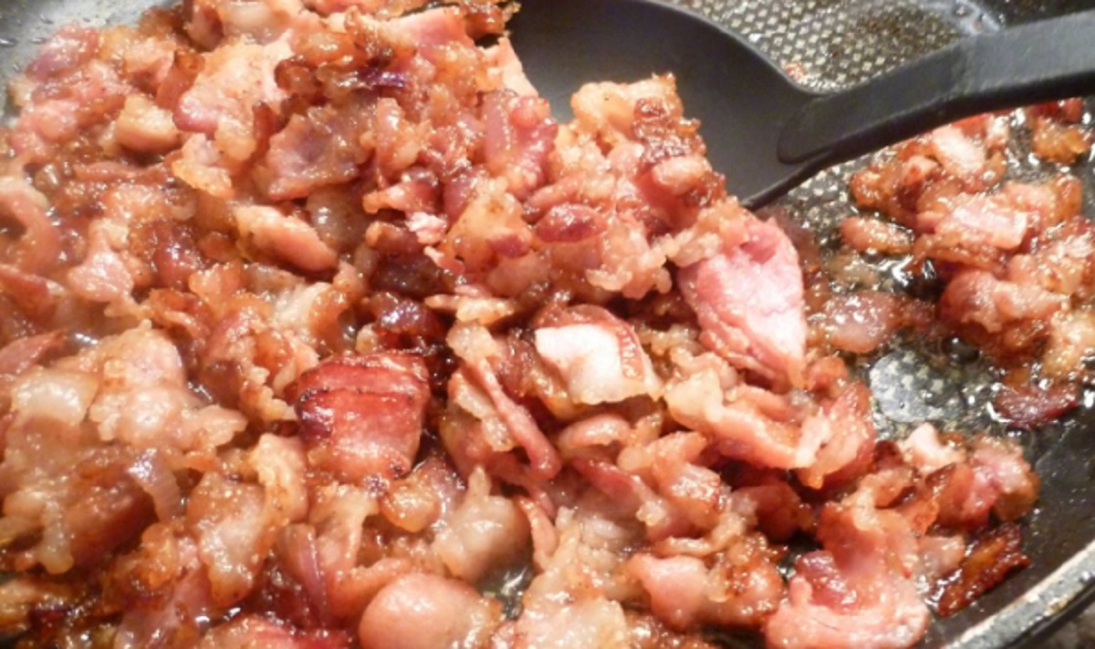 Recette: Prparation au bacon pour brie et biscotte.