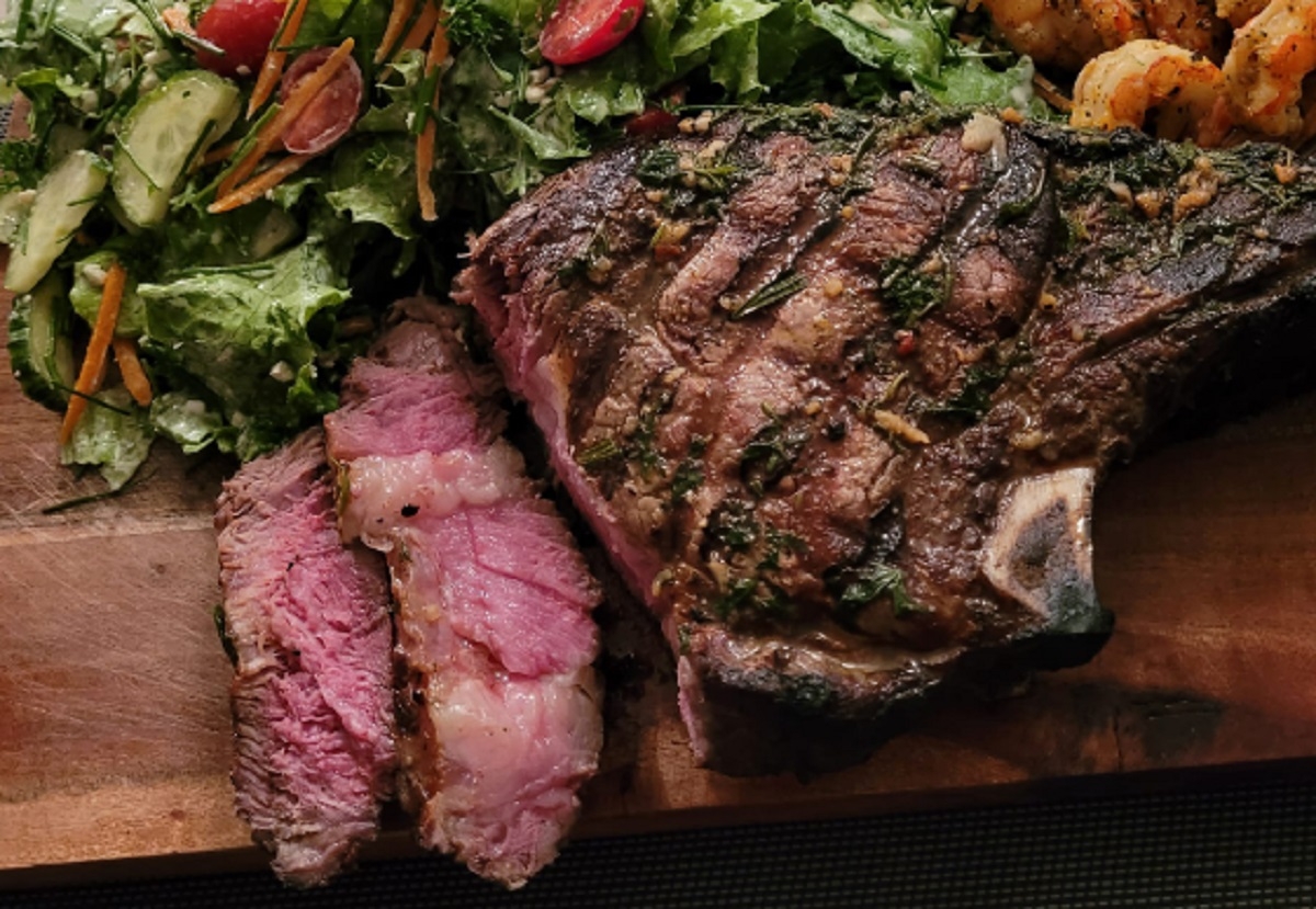 Recette: Rib steak � l'ail.