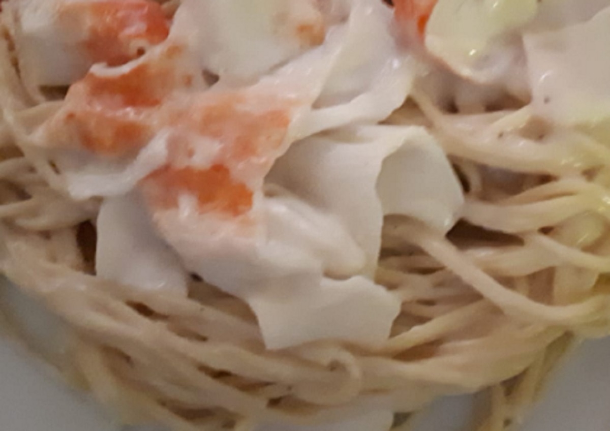 Recette: P�tes Alfredo au goberge.