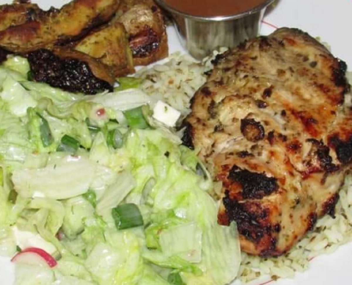 Recette: Poitrine de poulet � l'oignon et sa gel�e de pomme.