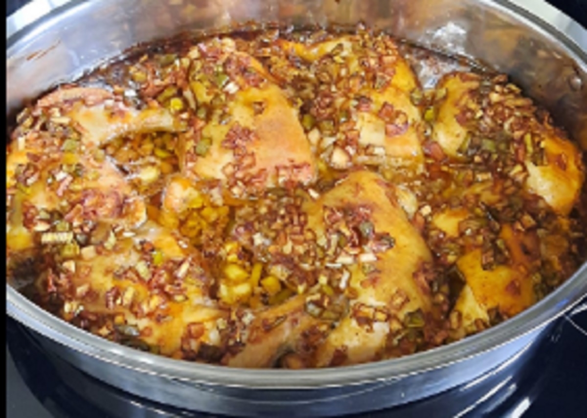 Recette: Cuisses de poulet � l'oignon au four.