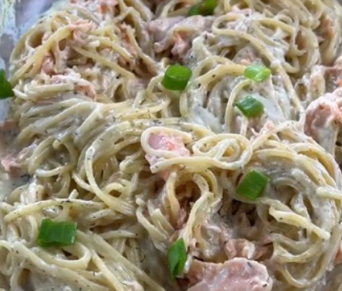 Recette: Spaghetti au bousin et saumon.