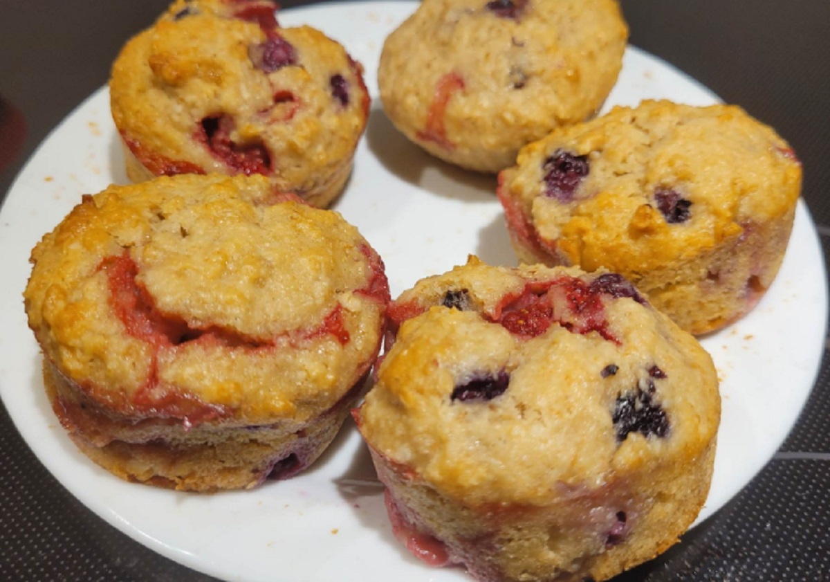 Recette: Muffins aux fruits surgelés.