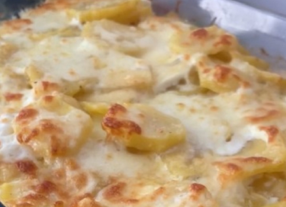 Recette: Gratin de pommes de terre �au poulet.