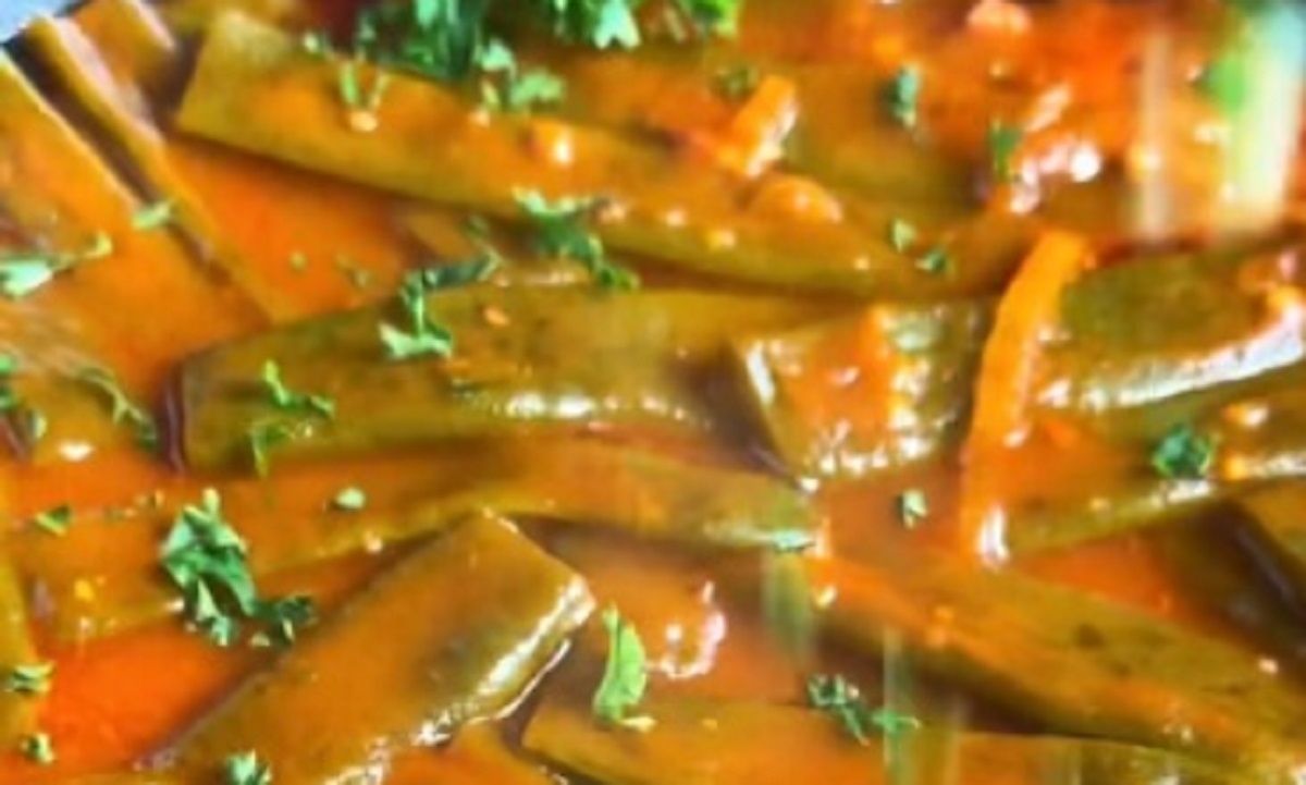 Recette: Pois mange tout sauce tomate.