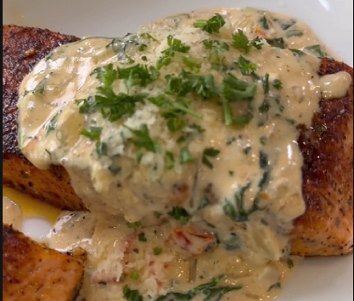 Recette: Saumon en sauce crmeuse  l'ail.