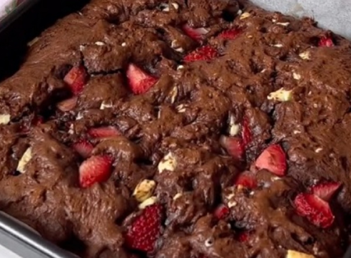 Recette: Brownies aux fraises et au chocolat blanc.