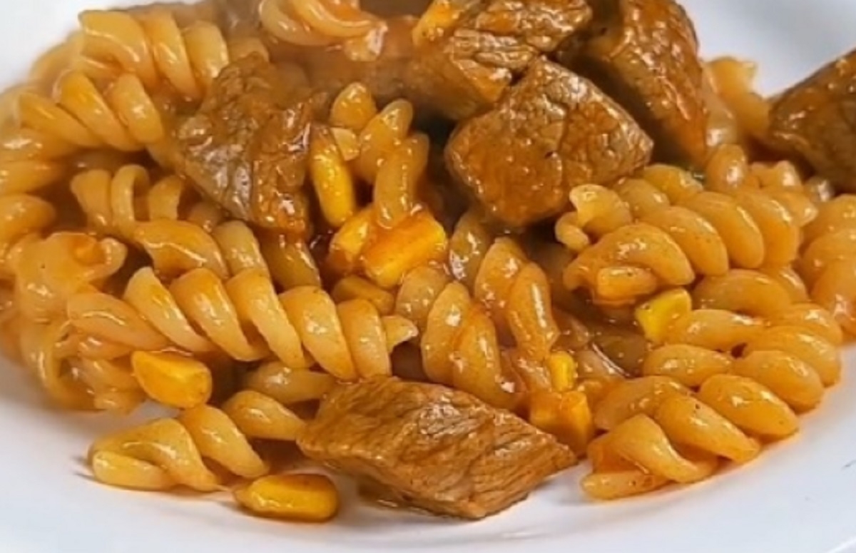 Recette: Fusillis au boeuf en cubes.