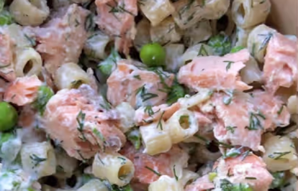 Recette: Salade de pte, saumon, yogourt et aneth.