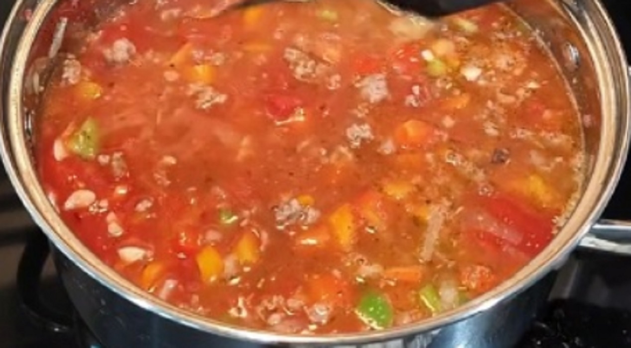 Recette: Soupe aux lgumes, tomate et boeuf hach.
