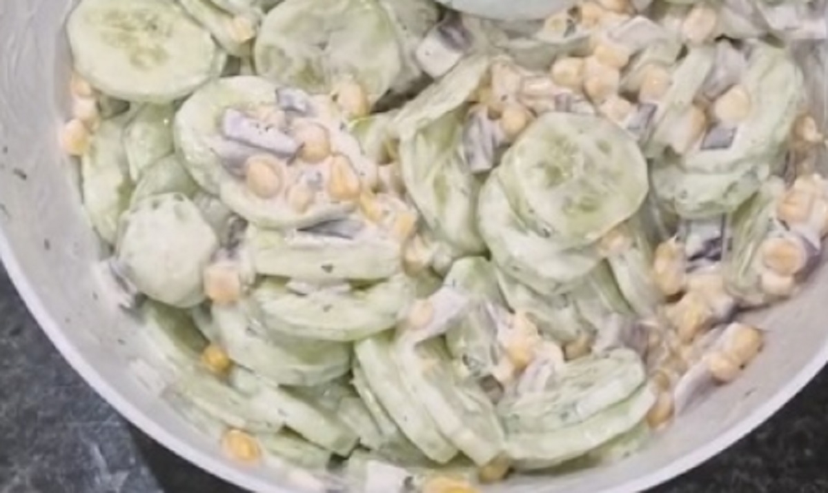 Recette: Salade de concombre et ma�s en grain.