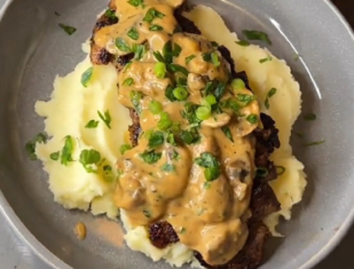 Recette: Steak de faux filet de boeuf aux champignons.