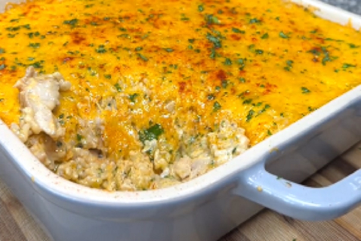 Recette: Gratin de riz, poulet et brocoli.