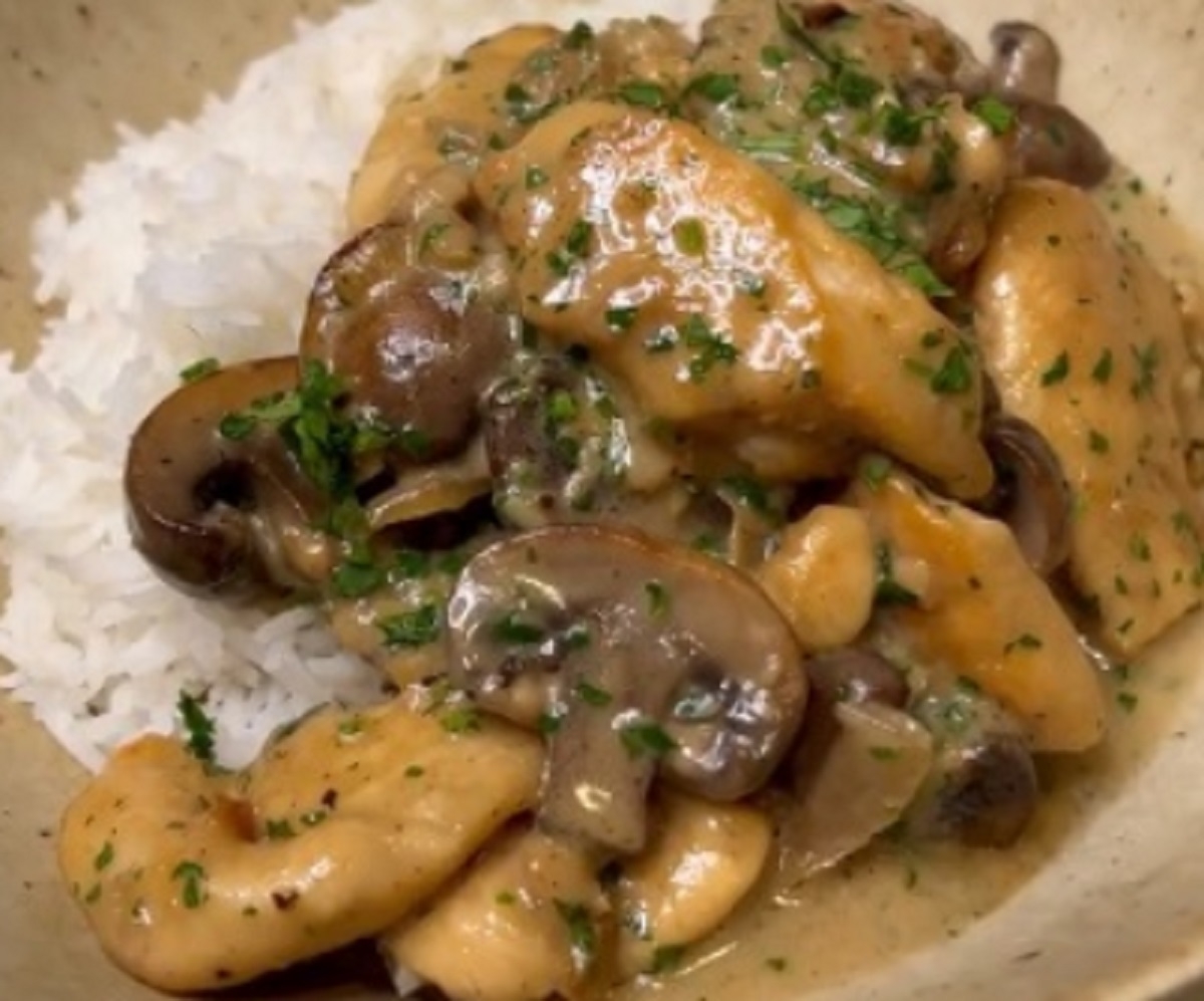 Recette: Poulet auxchampignons.